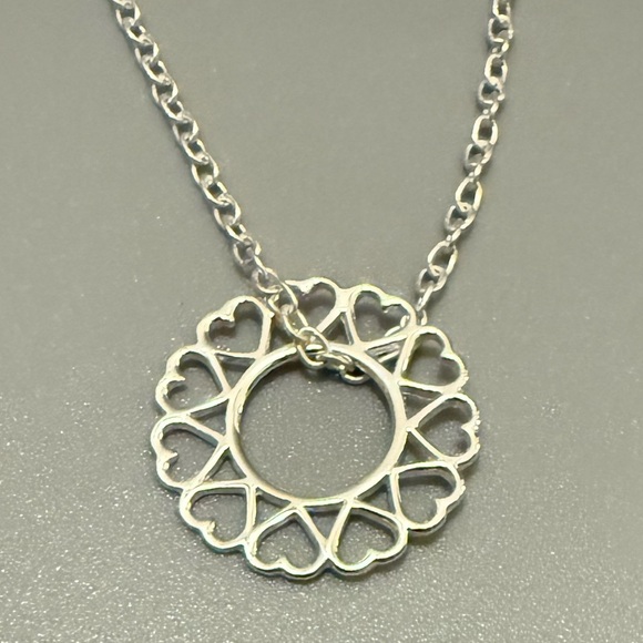 Sterling Silver Circle of Hearts Necklace - Picture 6 of 7